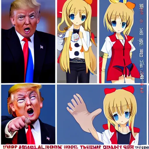 Prompt: donald trump as an anime girl character