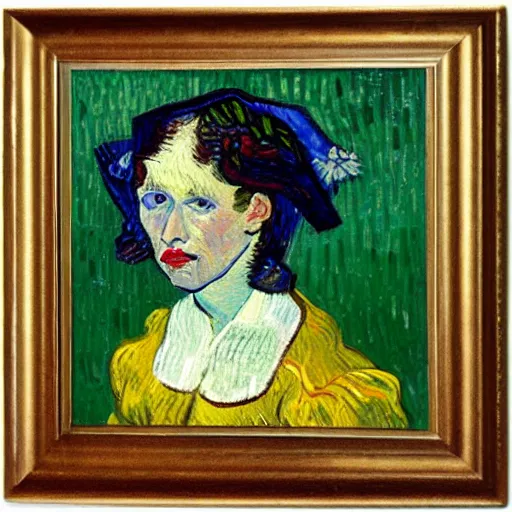 Prompt: a portrait of a beautiful girl, painting by a drunk van gogh