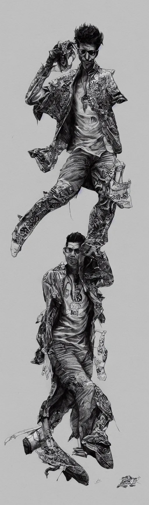 Prompt: amazing lifelike award winning pencil illustration of Jeff Goldblum shibuya punk skater trending on art station artgerm Greg rutkowski alphonse mucha cinematic