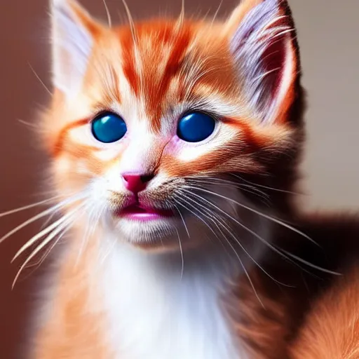 Prompt: a cute kitten with red fur photorealistic