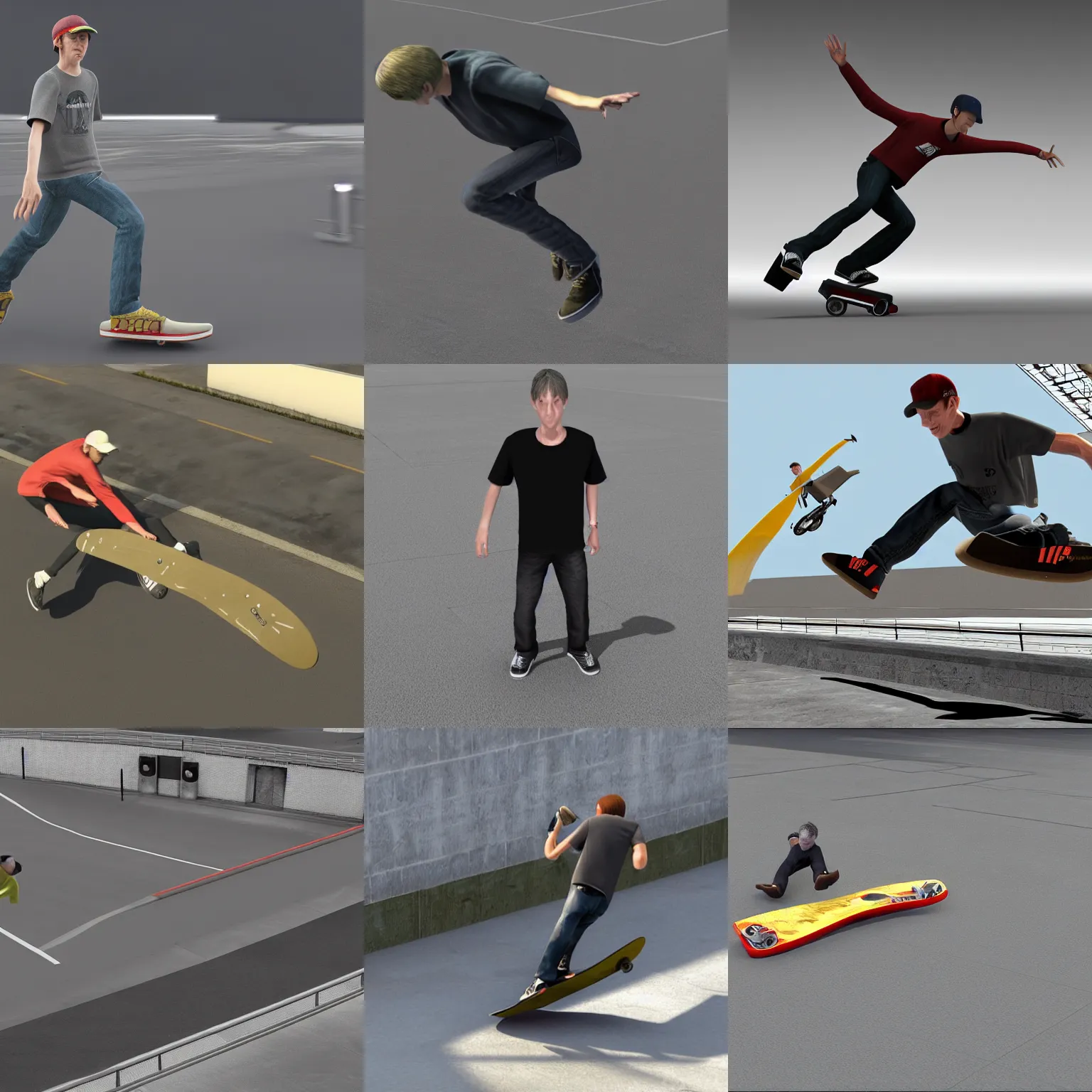 Image similar to tony hawk 3 ds max animation render redshift realistic 4 k