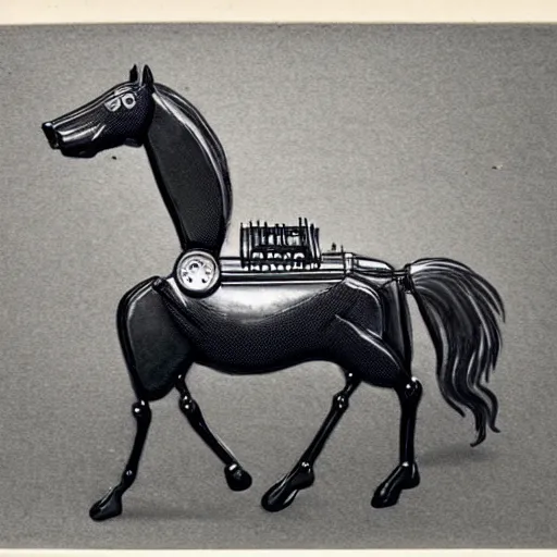 Prompt: a horse that's also a typewriter