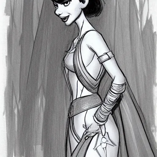 Image similar to milt kahl sketch of victoria justice as princess padme in star wars episode 3