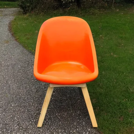 Image similar to a chair in the shape of an orange.