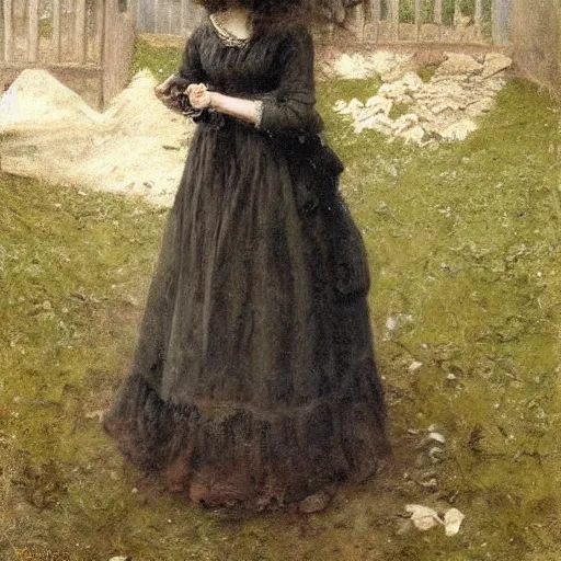 Image similar to young victorian woman lost in a labyrinth by alfred stevens