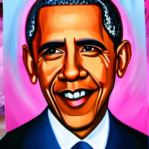 Image similar to candy pop painting of obama, oil on canvas