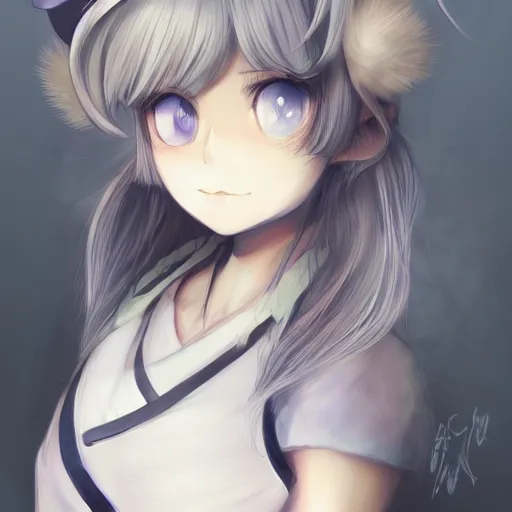 Image similar to full headshot portrait of blond girl with gray eyes draws a brush, drawn by wlop, by avetetsuya studios, attractive character, colored sketch anime manga panel, cirno from touhou, trending on artstation