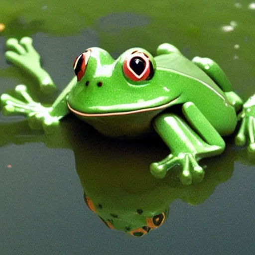 Image similar to robotic frog designed to test for pollution levels in lakes and ponds