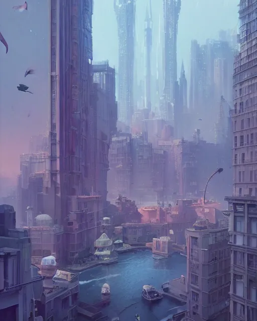 Image similar to highly detailed surreal vfx portrait of an incredible cityscape, stephen bliss, unreal engine, greg rutkowski, loish, rhads, beeple, makoto shinkai and lois van baarle, global illumination, detailed and intricate environment