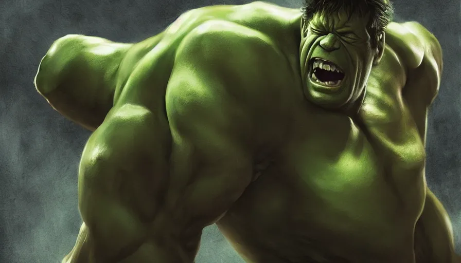 Prompt: bruce willis is hulk paint by various artists, hyperdetailed, artstation, cgsociety, 8 k