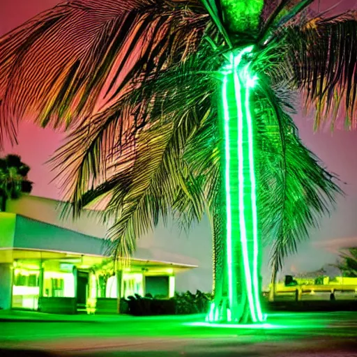 Image similar to a green neon light palm tree