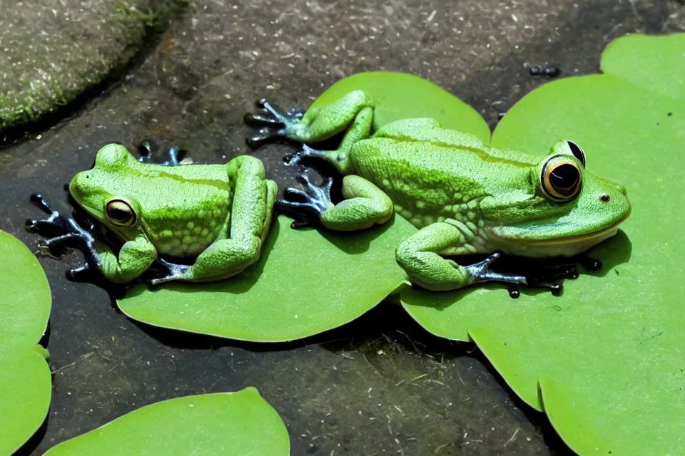 Image similar to cute frog having a nap on lilypad