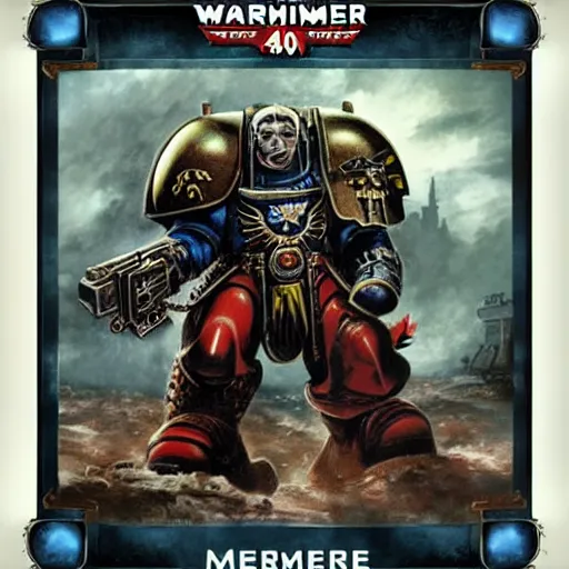 Prompt: warhammer 40k space marine epic propaganda poster