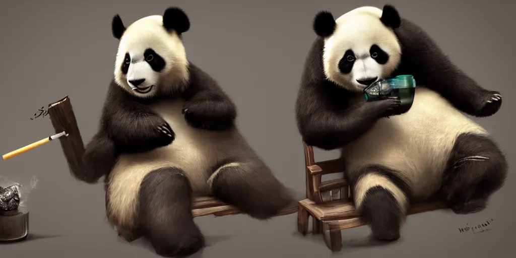 Image similar to Panda smoking weed by wlop and Julia Razumova, realistic, photorealistic, hyperrealistic, unreal engine, octane, deviantArt, trending on artstation, artstation HQ