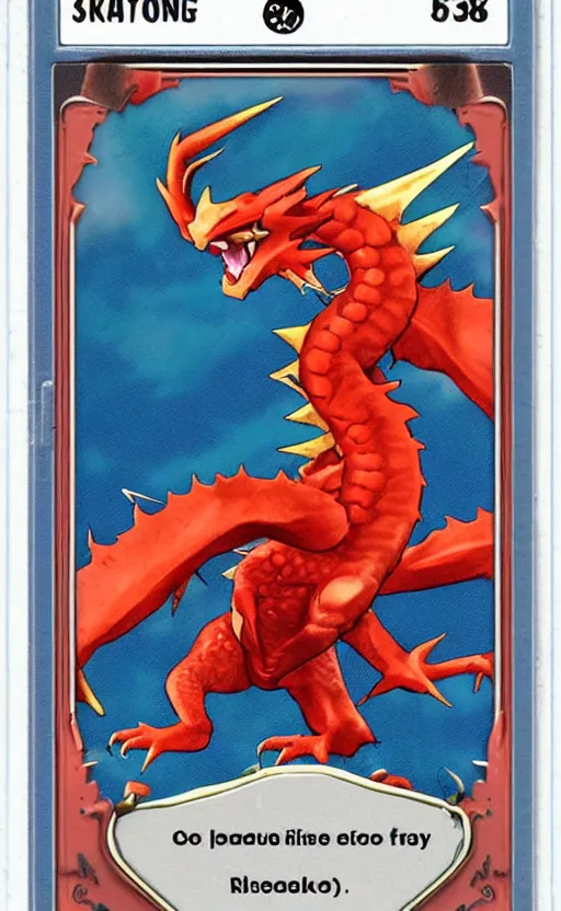 pokemon card trading fantasy card of a red dragon, Stable Diffusion