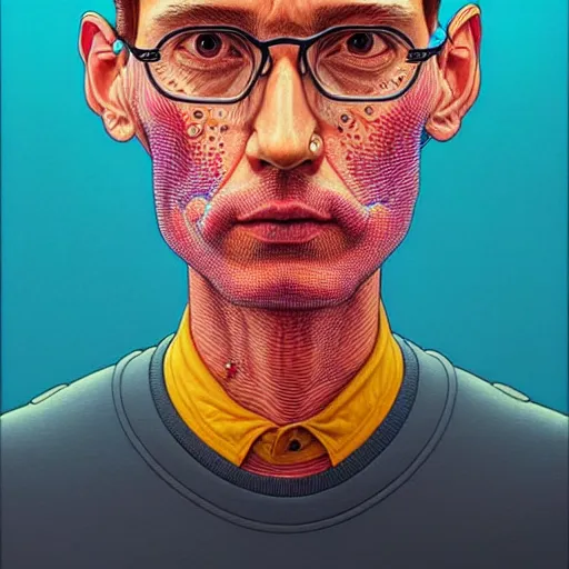 Image similar to highly detailed intricate masterpiece portrait painting of a scientist, sharp focus, award - winning, trending on artstation. josan gonzales moebius deathburger