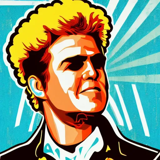 Prompt: will farrell poster by shepard fairey