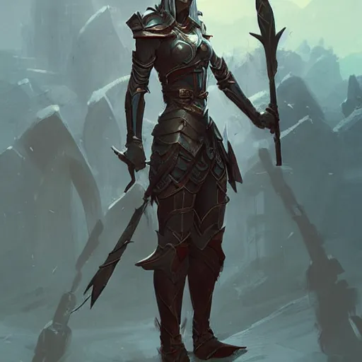 Image similar to Elf warrior with armor in HD, artstation, Greg rutkowski, cinematic