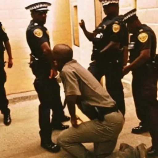 Image similar to photo of 2 pac getting arrested by the police.