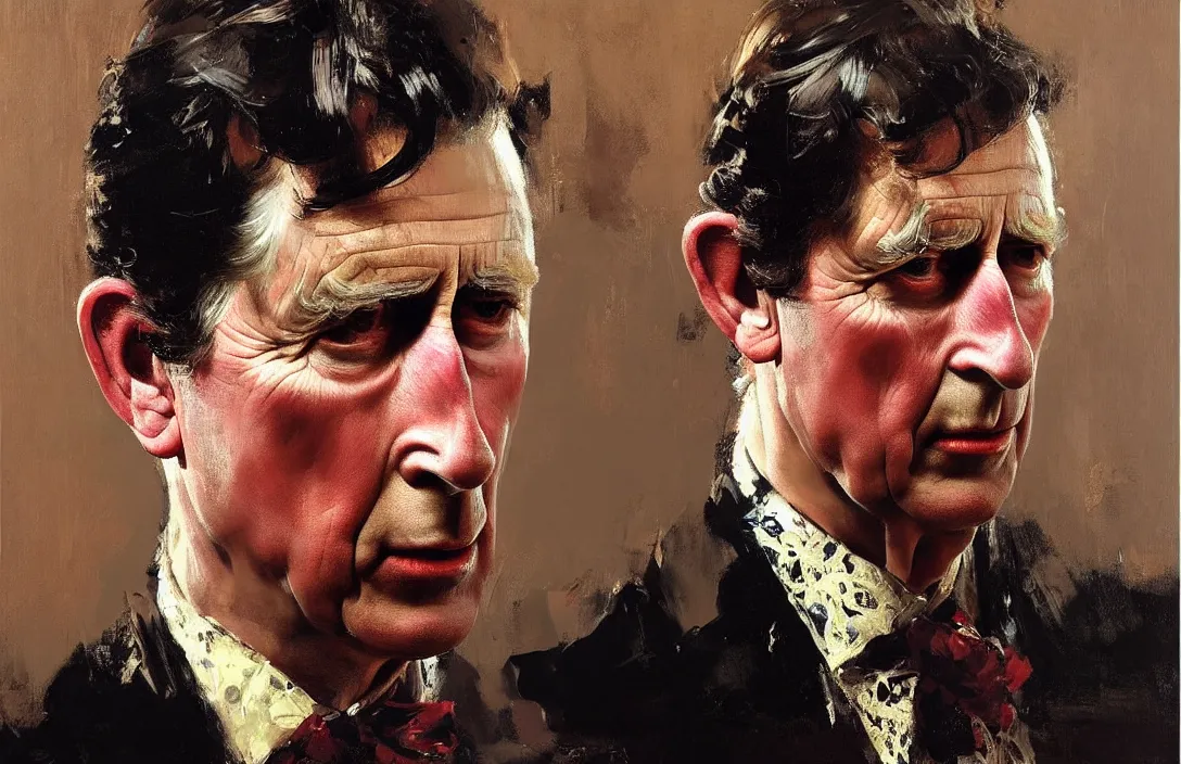 Image similar to portrait of prince charles!!!!!!!!!!!!!!!!!!!!!!!!!!!, detailed face, detailed painting, epic lighting, by ilya repin, phil hale and kent williams