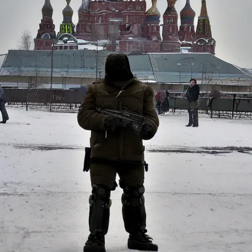 Image similar to Russian terminator in Moscow