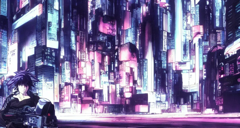 Image similar to Coherence. Screenshot from an episode of the anime 'Ghost in the shell: Stand Alone Complex' (2003). Produced by 'Production I.G'. Original manga by Masamune Shirow. Art direction by Kazuki Higashiji and Yuusuke Takeda.