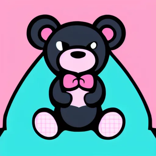 Image similar to a cute pink cuddly bear wearing headphones vector logo