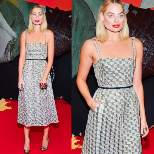 Prompt: Margot Robbie wearing Gucci at a fashion show