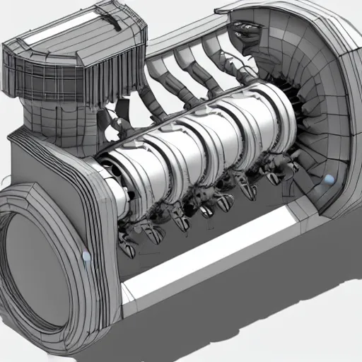 Image similar to 3 d cad model of a unique engine design