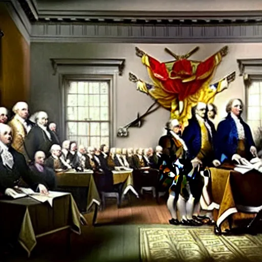 Prompt: The signing of the declaration of independence but everyone is a native american, 4k, realistic, extremely detaile
