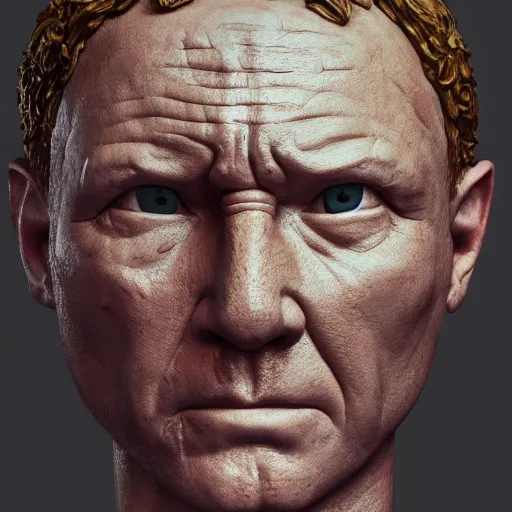 Prompt: limmy brian limond as julius caesar, realistic, sunny lighting, octane render, hyper realistic, high quality, highly detailed, hd, beautiful, cinematic, 8 k, unreal engine, facial accuracy,