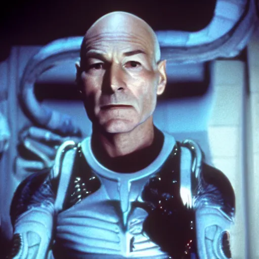 Image similar to patrick stewart as the xenomorph in alien 1 9 7 9, 4 k hd film still