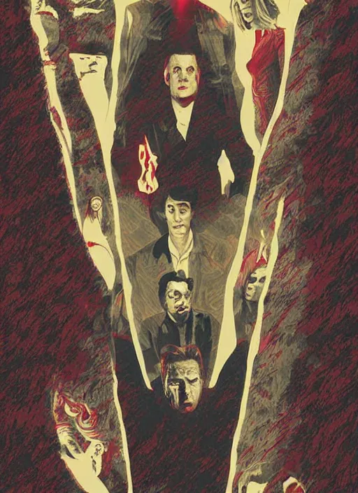 Prompt: twin peaks movie poster art by richard newton