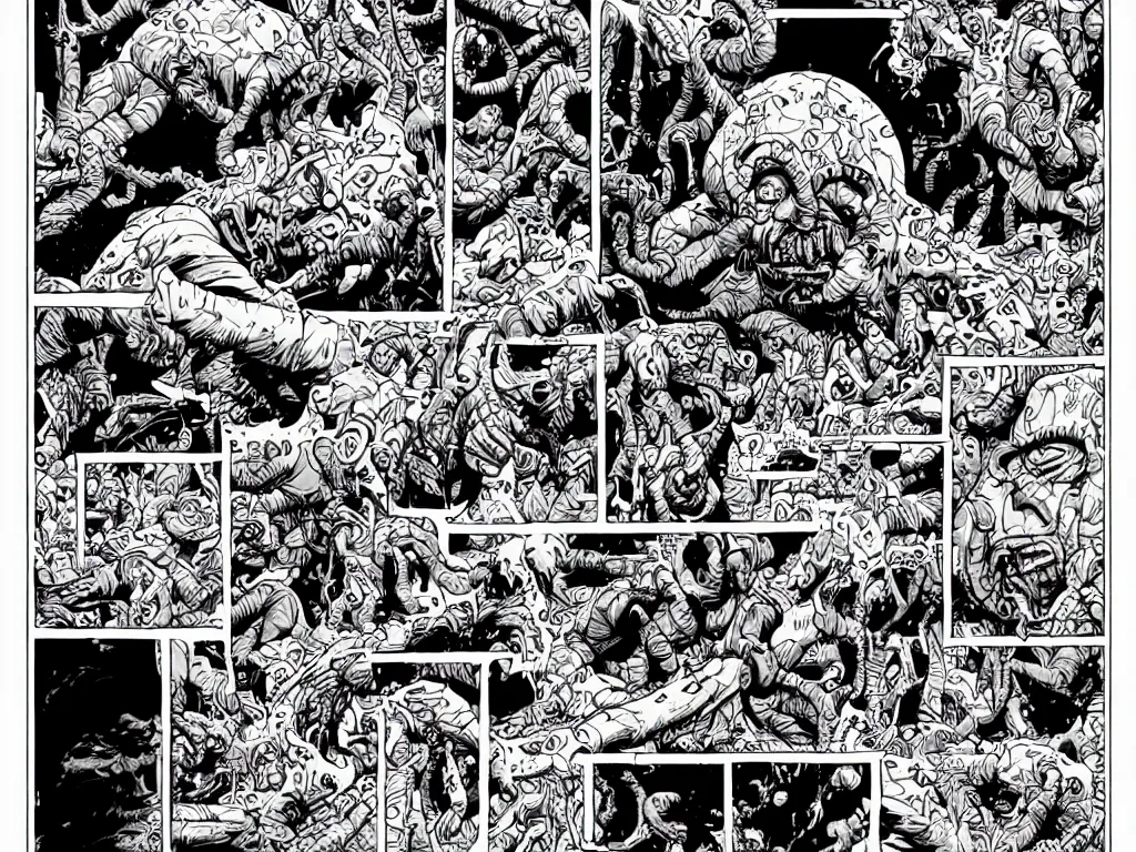 Image similar to the thing 1 9 8 2 movie monster, in the style of james jean and laurie greasley, dynamic composition, dramatic lighting, hyper - realistic, ultra detailed