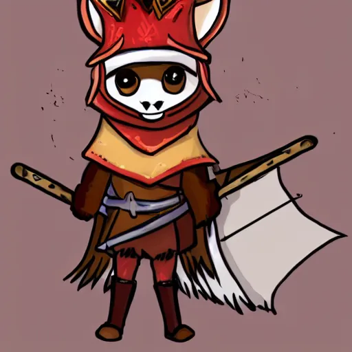 Image similar to cute little anthropomorphic foxy knight wearing a cape and a crown