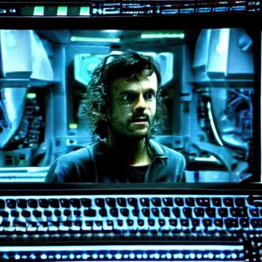 Image similar to computer display from the movie alien 1 9 7 9, close - up of computer screen only