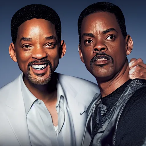 Image similar to photography of will smith and chris rock together. ultra-detailed, 8k, octane render