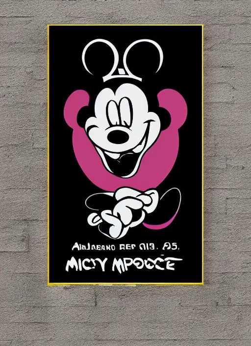 Image similar to Baphomet Mickey Mouse, poster artwork by Derek Riggs
