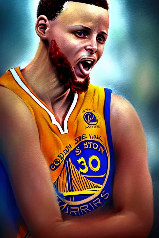 Image similar to stephen curry, manga cover art, detailed color portrait, artstation trending, 8 k, greg rutkowski