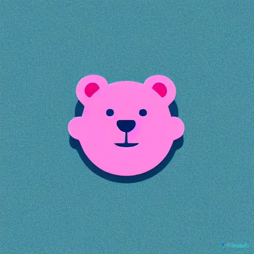 Image similar to iconic vector logo of cute cuddly pink bear with a podcast microphone, melodic, headphones, music, streaming, dreamy, isometric, adorable, octane render, golden ratio, 4k UHD, iconic design