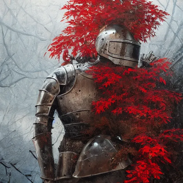 Hyper realistic oil painting of a knight in heavily | Stable Diffusion