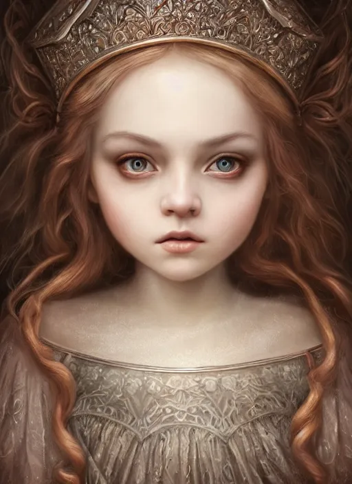 Image similar to highly detailed closeup portrait of a fairytale medieval princess, unreal engine, nicoletta ceccoli, mark ryden, lostfish, earl norem, global illumination, god rays, detailed and intricate environment