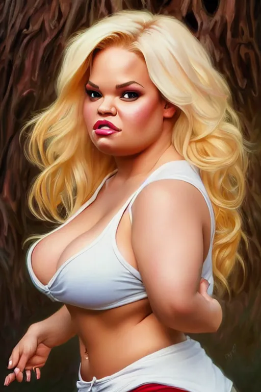 Prompt: clear portrait of a trisha paytas!! as hooters waitress, cottagecore!!, background hyper detailed, character concept, full body, dynamic pose, intricate, elegant, highly detailed, digital painting, artstation, concept art, smooth, sharp focus, illustration, art by artgerm and greg rutkowski and alphonse mucha