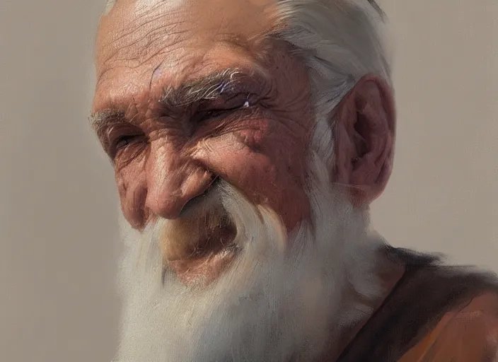 Image similar to concept art oil painting of and Old man by Jama Jurabaev, extremely detailed, brush hard, artstation