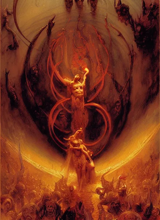 Image similar to the seventh circle of hell from dante's divine comedy. highly detailed painting by gaston bussiere, craig mullins, j. c. leyendecker 8 k