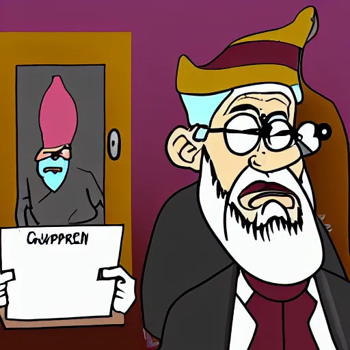 Image similar to corrupted rabbi cartoon, very detailed