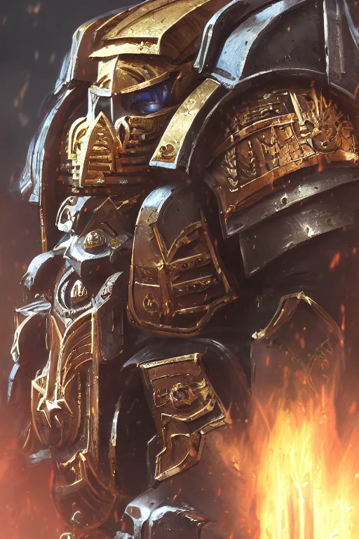 Image similar to armor portrait heros warhammer 4 0 k horus heresy fanart - the primarchs emperor by johannes helgeson animated with vfx concept artist & illustrator global illumination ray tracing hdr fanart arstation zbrush central hardmesh 8 k octane renderer comics stylized