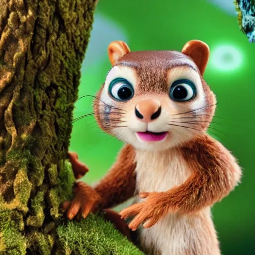 Image similar to cute claymation squirel over the hedge ice age