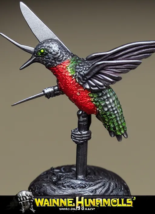 Image similar to 8 0 mm resin detailed miniature of a warhammer 4 0 k hummingbird, product introduction photos, 4 k, full body,