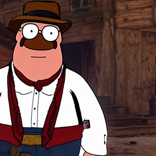 Prompt: Peter Griffin in Red Dead Redemption 2